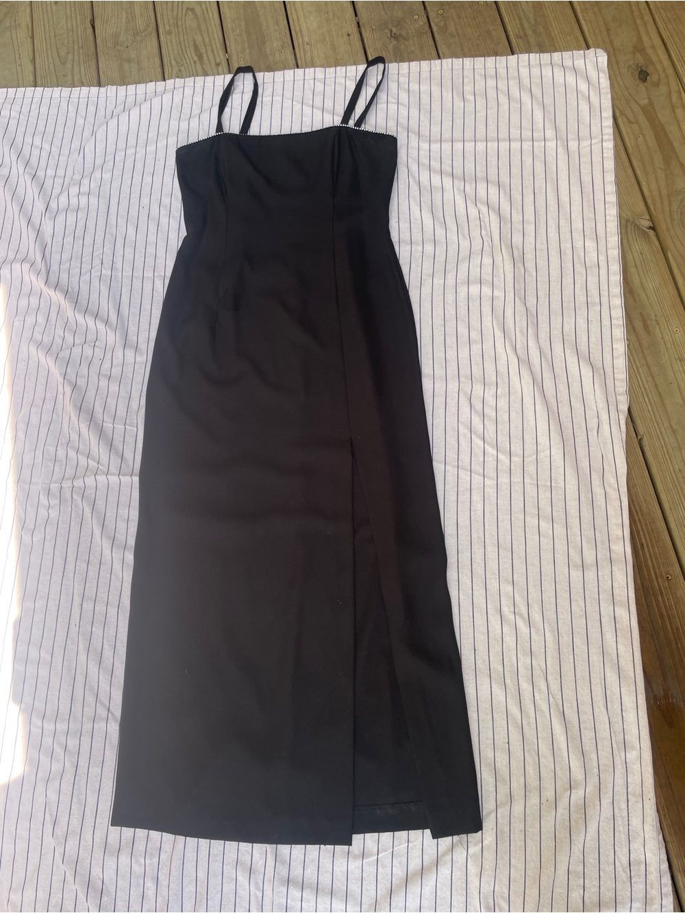 Classic Black Spaghetti-Strap Dress with Rhinestones